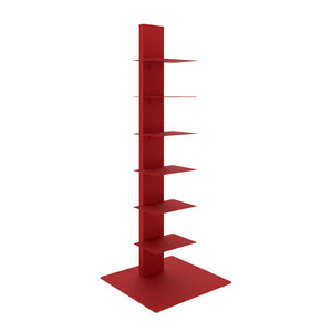 HomeRoots 38" Red Metal Six-Shelf Industrial Tower Bookcase - Stylish Space-Saving Display for Home or Office 654138