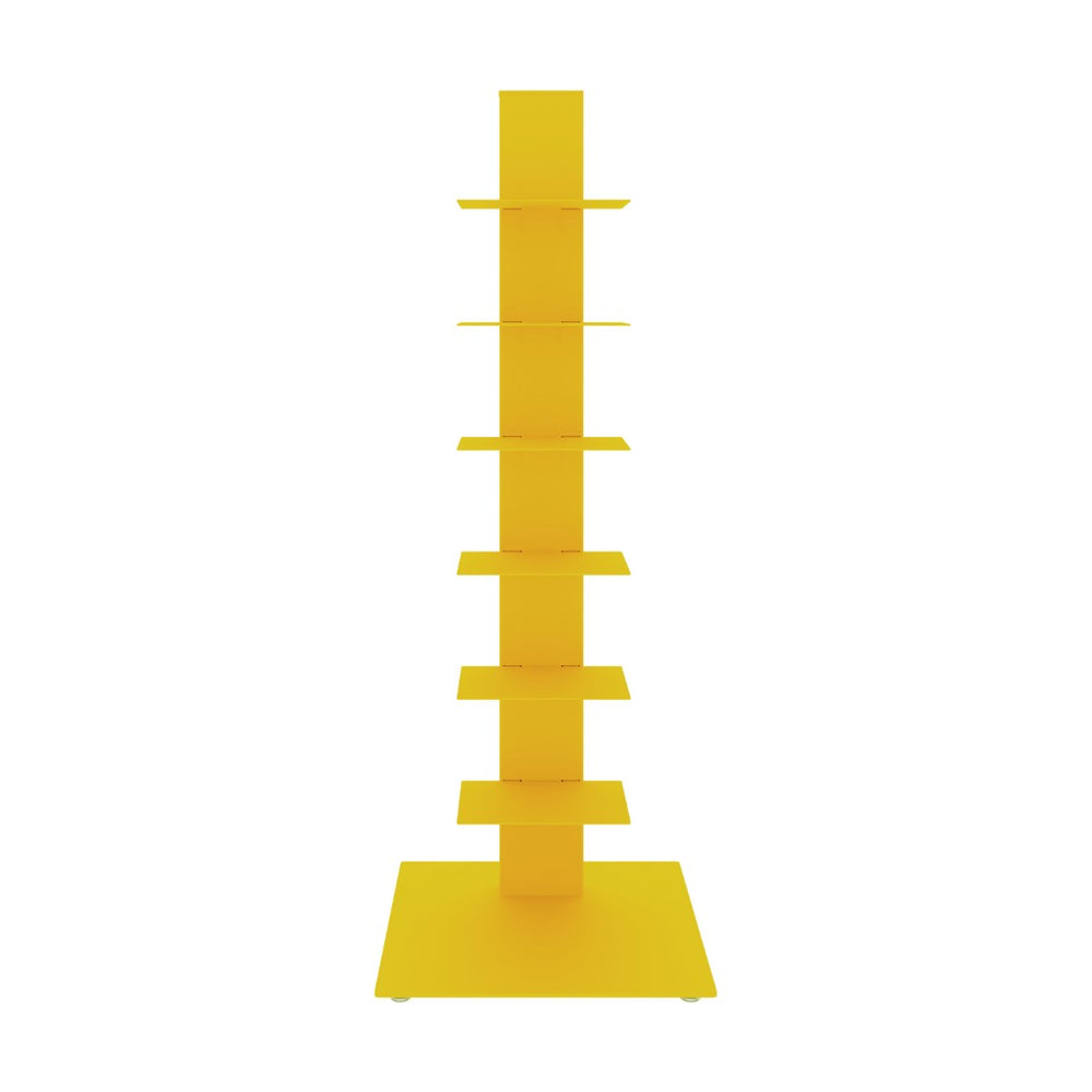 HomeRoots 38" Yellow Steel Six-Shelf Modern Tower Bookcase for Colorful Display in Any Space – Durable & Sleek! 654139