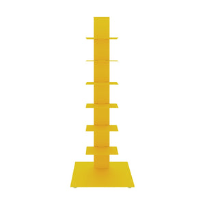 HomeRoots 38" Yellow Steel Six-Shelf Modern Tower Bookcase for Colorful Display in Any Space – Durable & Sleek! 654139