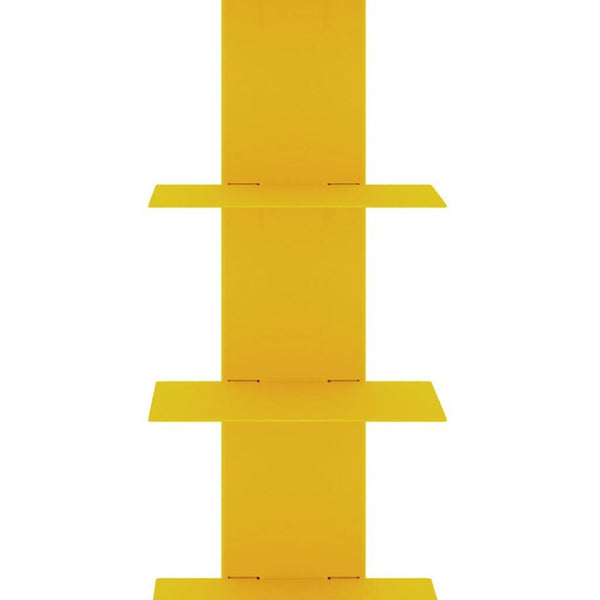 HomeRoots 38" Yellow Steel Six-Shelf Modern Tower Bookcase for Colorful Display in Any Space – Durable & Sleek! 654139