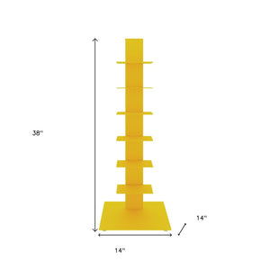 HomeRoots 38" Yellow Steel Six-Shelf Modern Tower Bookcase for Colorful Display in Any Space – Durable & Sleek! 654139
