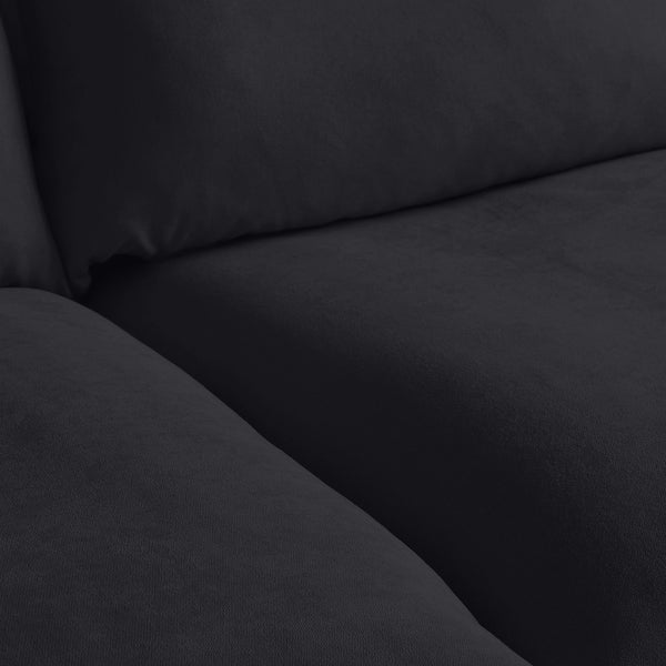 English Elm Sky Cloud Sectional Sofa with Cloud-Like Comfort, Modular L-Shaped Velvet Seating, Removable Covers, Storage Ottoman Black B341S00018