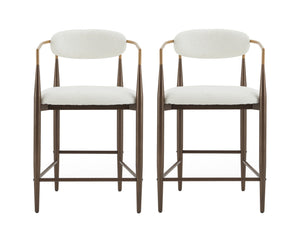 English Elm Christopher Knight Home® - Counter Stool Set Of 2 - Chic Beige Upholstered Design With Gold Iron Frames For Modern Spaces N771P249370J