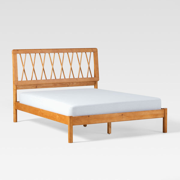 X Spindle Mid-century Modern Solid Wood Full Bed Caramel XAVB6BCA Walker Edison