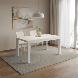 HomeRoots 63" White Wood Dining Table - Modern Versatile Design for Dining Rooms, Kitchens, or Home Offices 654238
