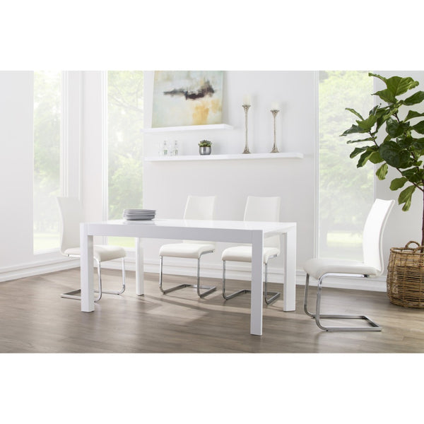 HomeRoots 63" White Wood Dining Table - Modern Versatile Design for Dining Rooms, Kitchens, or Home Offices 654238