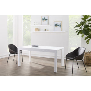 HomeRoots 63" White Wood Dining Table - Modern Versatile Design for Dining Rooms, Kitchens, or Home Offices 654238