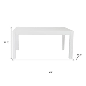 HomeRoots 63" White Wood Dining Table - Modern Versatile Design for Dining Rooms, Kitchens, or Home Offices 654238