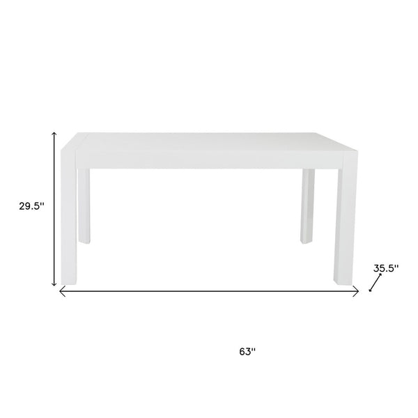 HomeRoots 63" White Wood Dining Table - Modern Versatile Design for Dining Rooms, Kitchens, or Home Offices 654238