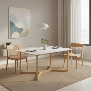 HomeRoots 63" Solid Wood Sled Base Dining Table - Stylish Two-Tone Design for Modern Dining & Versatile Use 654239