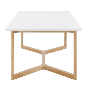 HomeRoots 63" Solid Wood Sled Base Dining Table - Stylish Two-Tone Design for Modern Dining & Versatile Use 654239