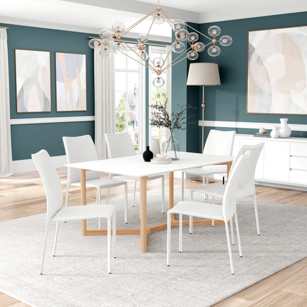 HomeRoots 63" Solid Wood Sled Base Dining Table - Stylish Two-Tone Design for Modern Dining & Versatile Use 654239