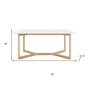 HomeRoots 63" Solid Wood Sled Base Dining Table - Stylish Two-Tone Design for Modern Dining & Versatile Use 654239