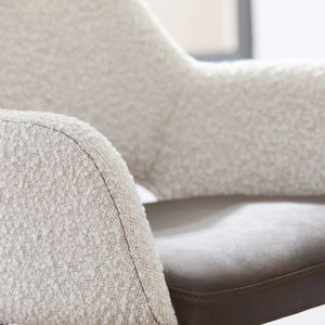 HomeRoots 30" Modern Swivel Bar Chair in Ivory Brown Boucle & Faux Leather - Stylish Comfort for Any Space 654240