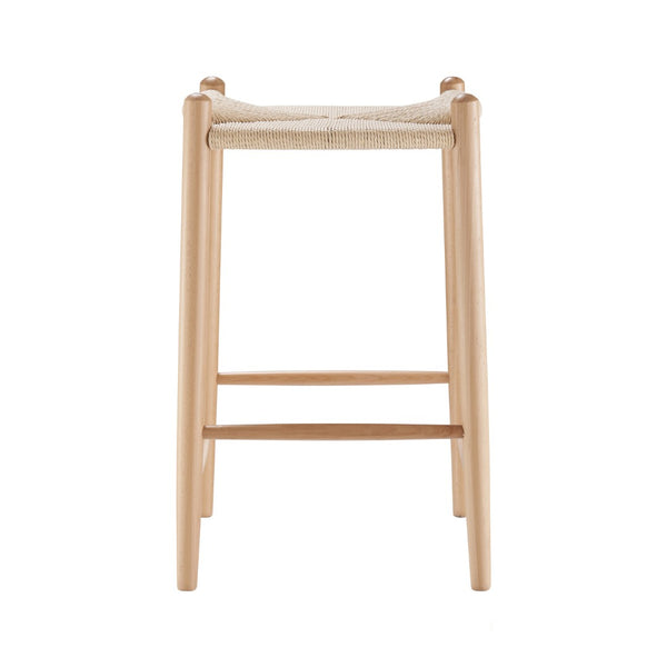 HomeRoots 27" Natural Rush Backless Bar Chair - Solid Wood, Stylish Comfort for Kitchen & Home Bar Décor 654242