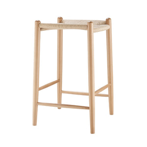 HomeRoots 27" Natural Rush Backless Bar Chair - Solid Wood, Stylish Comfort for Kitchen & Home Bar Décor 654242
