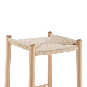 HomeRoots 27" Natural Rush Backless Bar Chair - Solid Wood, Stylish Comfort for Kitchen & Home Bar Décor 654242