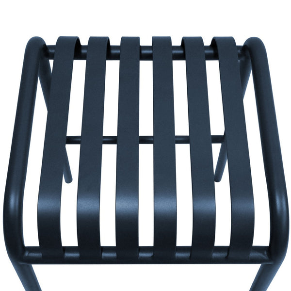 HomeRoots Set of Two 30" Dark Blue Backless Bar Stools - Modern Steel Chairs for Indoor & Outdoor Spaces 654243