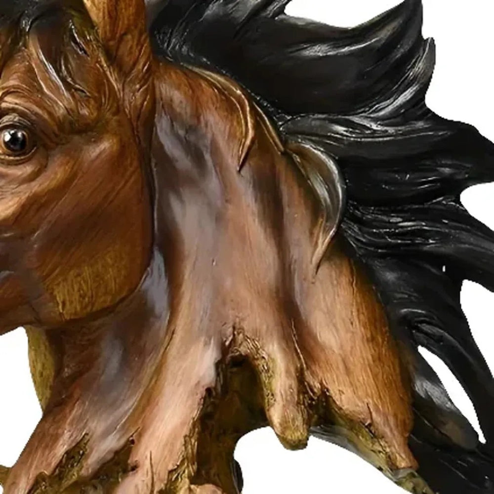 HomeRoots 11" Antiqued Bronze Horse Sculpture - Elegant Polyresin Tabletop Decor for Home & Office Accents 654244