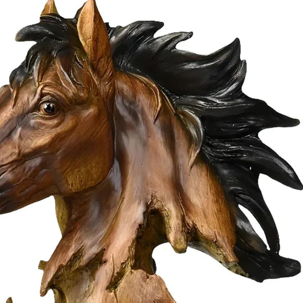 HomeRoots 11" Antiqued Bronze Horse Sculpture - Elegant Polyresin Tabletop Decor for Home & Office Accents 654244