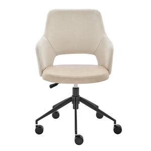 HomeRoots Beige Ergonomic Adjustable Height Swivel Rolling Office Chair for Comfort & Style in Any Workspace 654246