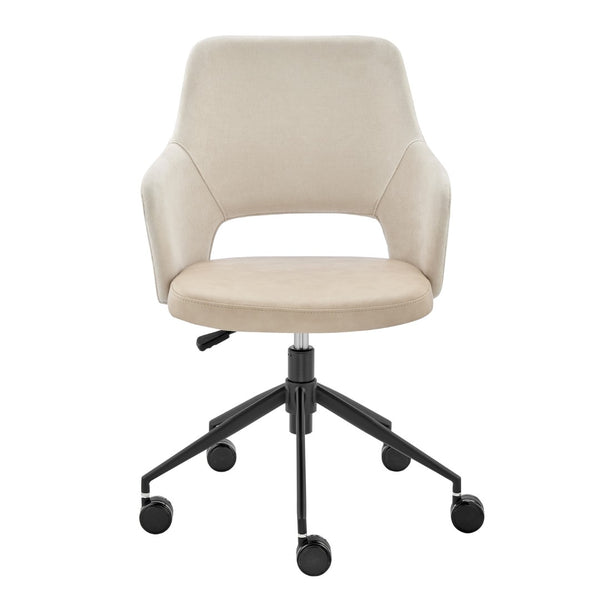 HomeRoots Beige Ergonomic Adjustable Height Swivel Rolling Office Chair for Comfort & Style in Any Workspace 654246