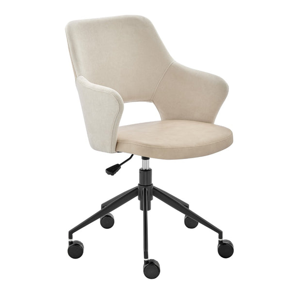 HomeRoots Beige Ergonomic Adjustable Height Swivel Rolling Office Chair for Comfort & Style in Any Workspace 654246