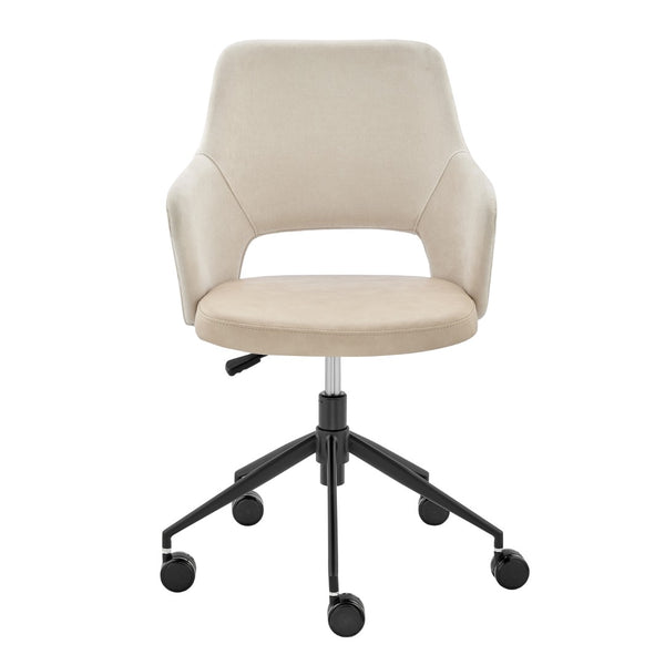 HomeRoots Beige Ergonomic Adjustable Height Swivel Rolling Office Chair for Comfort & Style in Any Workspace 654246