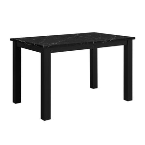 HomeRoots Five-Piece Black Faux Marble Dining Set: Modern Elegance with Comfortable Chairs for Every Occasion 654249