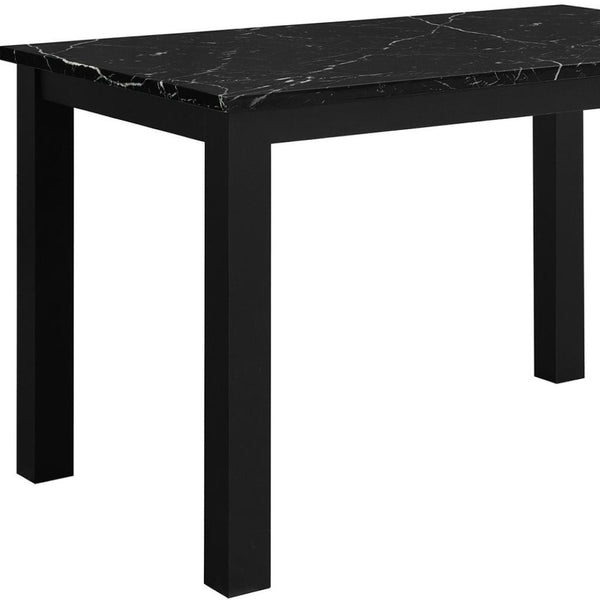 HomeRoots Five-Piece Black Faux Marble Dining Set: Modern Elegance with Comfortable Chairs for Every Occasion 654249