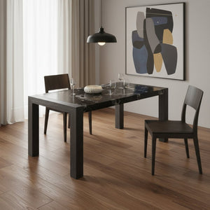 HomeRoots 68" Black Faux Marble Dining Table - Modern Elegance for Dining, Entertaining & Multifunctional Use 654251