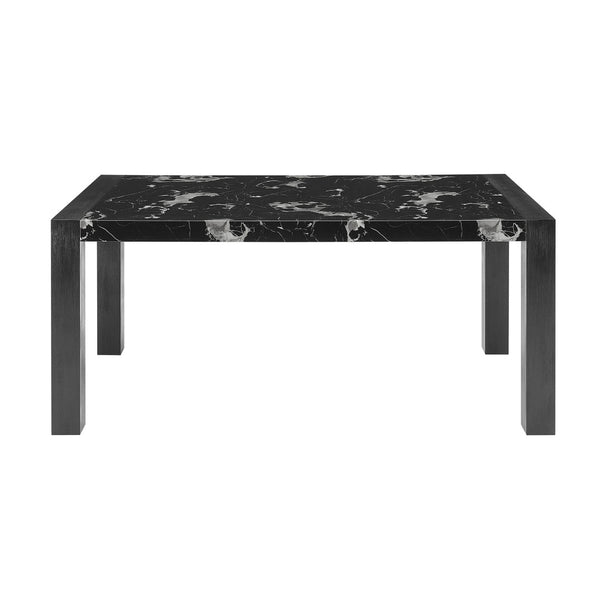 HomeRoots 68" Black Faux Marble Dining Table - Modern Elegance for Dining, Entertaining & Multifunctional Use 654251