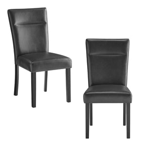 HomeRoots Set of Two Charcoal Faux Leather Dining Chairs with Black Wood Legs – Modern Versatile Accent Seating 654253