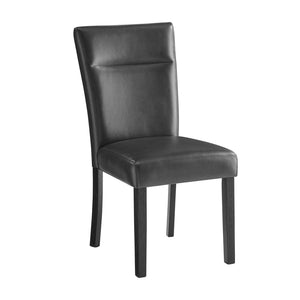 HomeRoots Set of Two Charcoal Faux Leather Dining Chairs with Black Wood Legs – Modern Versatile Accent Seating 654253