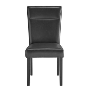 HomeRoots Set of Two Charcoal Faux Leather Dining Chairs with Black Wood Legs – Modern Versatile Accent Seating 654253