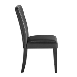 HomeRoots Set of Two Charcoal Faux Leather Dining Chairs with Black Wood Legs – Modern Versatile Accent Seating 654253