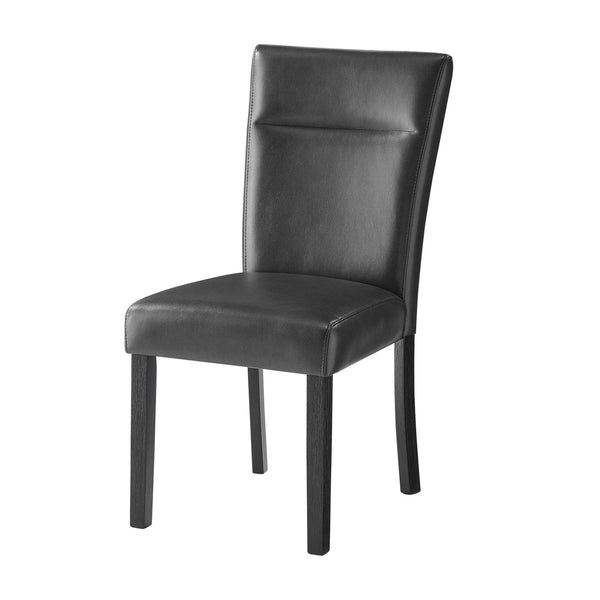 HomeRoots Set of Two Charcoal Faux Leather Dining Chairs with Black Wood Legs – Modern Versatile Accent Seating 654253