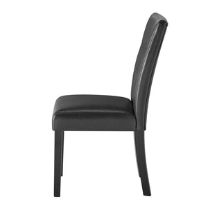 HomeRoots Set of Two Charcoal Faux Leather Dining Chairs with Black Wood Legs – Modern Versatile Accent Seating 654253