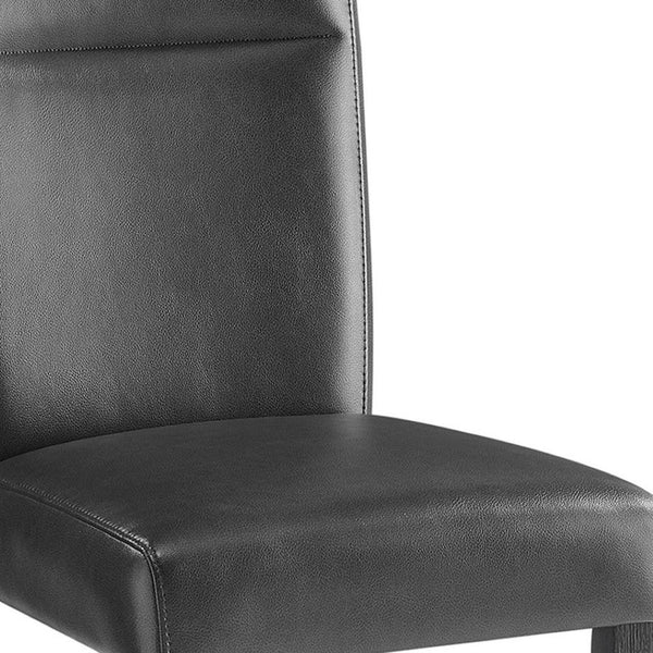 HomeRoots Set of Two Charcoal Faux Leather Dining Chairs with Black Wood Legs – Modern Versatile Accent Seating 654253