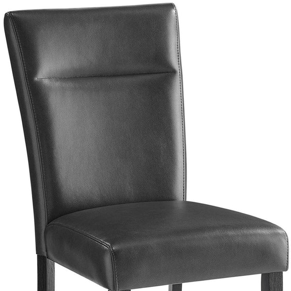 HomeRoots Set of Two Charcoal Faux Leather Dining Chairs with Black Wood Legs – Modern Versatile Accent Seating 654253