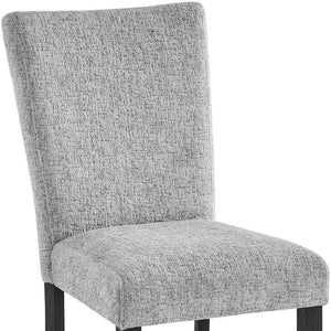 HomeRoots Set of Two Elegant Light Gray and Black Upholstered Dining Chairs for Modern Living Spaces 654254
