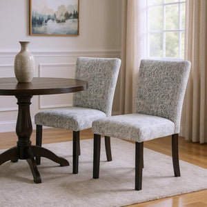 HomeRoots Set of Two Elegant Light Gray and Black Upholstered Dining Chairs for Modern Living Spaces 654254