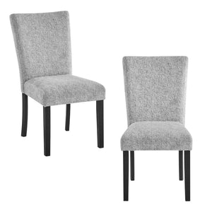 HomeRoots Set of Two Elegant Light Gray and Black Upholstered Dining Chairs for Modern Living Spaces 654254