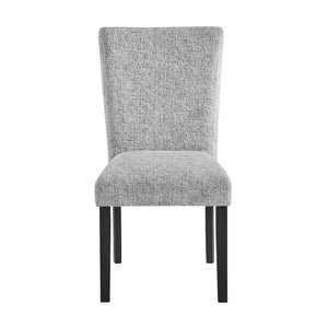 HomeRoots Set of Two Elegant Light Gray and Black Upholstered Dining Chairs for Modern Living Spaces 654254