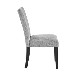HomeRoots Set of Two Elegant Light Gray and Black Upholstered Dining Chairs for Modern Living Spaces 654254
