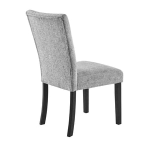 HomeRoots Set of Two Elegant Light Gray and Black Upholstered Dining Chairs for Modern Living Spaces 654254