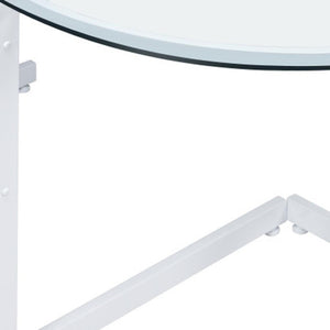 HomeRoots 78" Sleek Clear Glass and Metal Corner Computer Desk for Modern Home Office and Professional Spaces 654256