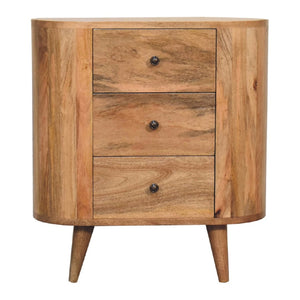 HomeRoots 26" Elegant Oak Solid Wood Oval Accent Cabinet with 3 Drawers for Stylish Storage Solutions 654262