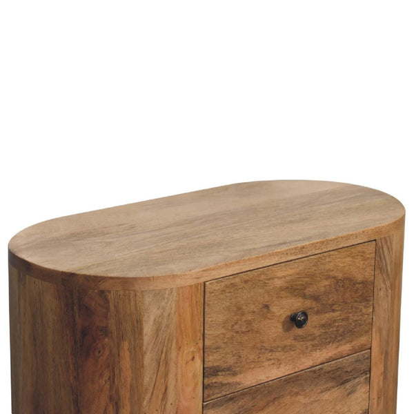 HomeRoots 26" Elegant Oak Solid Wood Oval Accent Cabinet with 3 Drawers for Stylish Storage Solutions 654262