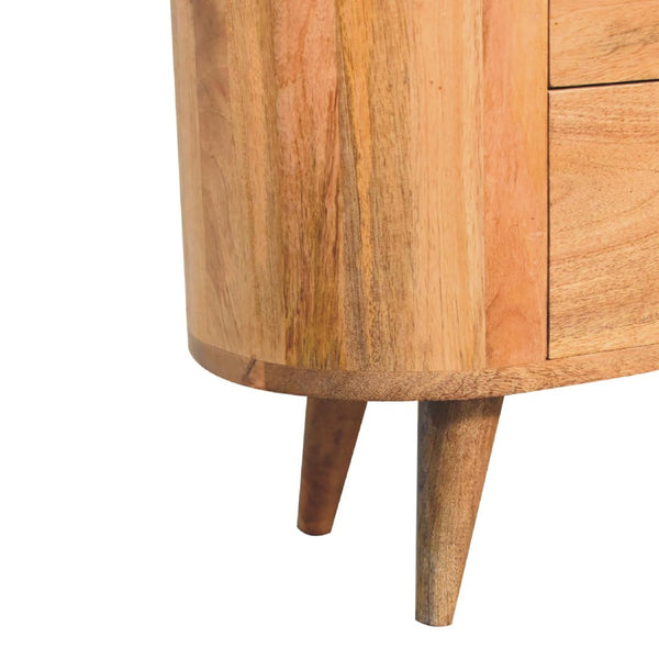 HomeRoots 26" Elegant Oak Solid Wood Oval Accent Cabinet with 3 Drawers for Stylish Storage Solutions 654262